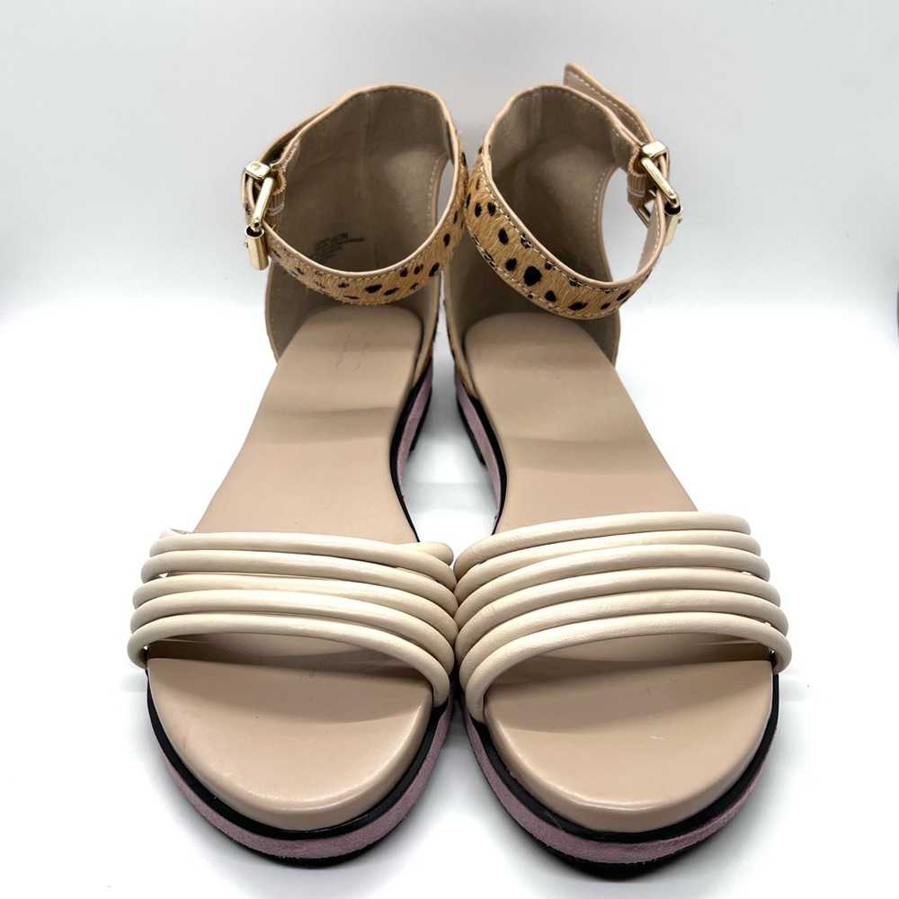 LOGO by Lori Goldstein Grace Calf Hair Leopard Animal Print Sandals